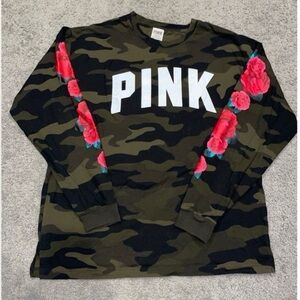 VS PINK Camo Rose Long sleeve Tshirt